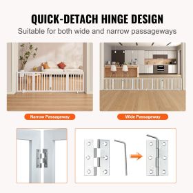 Freestanding Pet Barrier, 24" Height x 80.3" Width, 4-Panel Folding Dog Gate for Various Openings