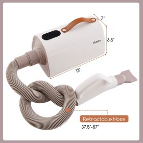 Dog Cat Hair Blower with Negative Ion Function and Adjustable Temperature (Color: White)